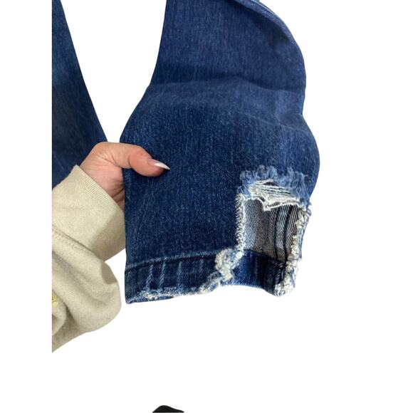 Frame Le Sylvie Slender Straight Leg Jeans Heritage Raw Hem Preppy Dark Wash - Picture 5 of 6